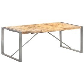 Mesa de comedor madera maciza de mango rugosa 200x100x75 cm en Mesas de comedor | Comprar online en Foru.es