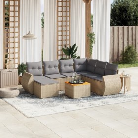 Juego de sofás de jardín con cojines beige 8 pzas ratán PE de , Conjuntos de jardín - Ref: Foro24-3257452, Precio: 510,55 €, ...