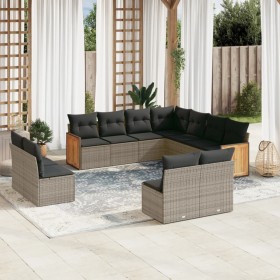 Set de sofás de jardín 11 pzas y cojines ratán sintético gris de , Conjuntos de jardín - Ref: Foro24-3260170, Precio: 637,61 ...