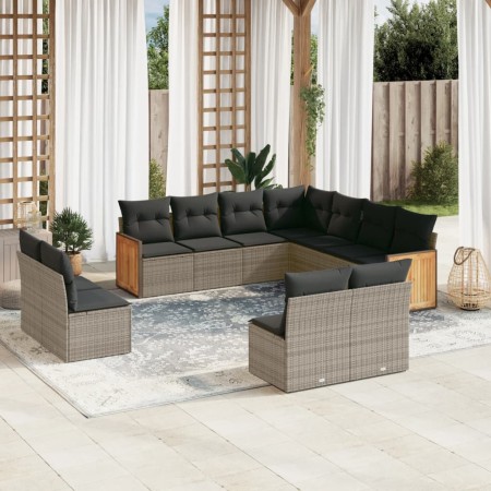 Set de sofás de jardín 11 pzas y cojines ratán sintético gris de , Conjuntos de jardín - Ref: Foro24-3260170, Precio: 637,61 ...
