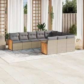 Juego de sofás jardín con cojines beige 10 pzas ratán sintético de , Conjuntos de jardín - Ref: Foro24-3260421, Precio: 627,2...