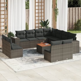 Set de sofás de jardín 12 pzas con cojines ratán sintético gris de , Conjuntos de jardín - Ref: Foro24-3257838, Precio: 730,6...