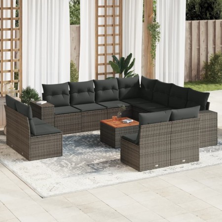 Set de sofás de jardín 12 pzas con cojines ratán sintético gris de , Conjuntos de jardín - Ref: Foro24-3257838, Precio: 730,6...