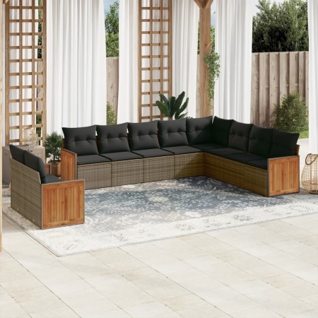Set de sofás de jardín 10 pzas con cojines ratán sintético gris de , Conjuntos de jardín - Ref: Foro24-3260198, Precio: 642,0...