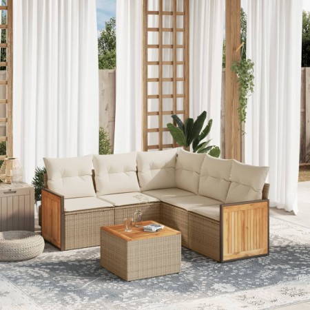 Juego de sofás jardín con cojines 6 pzas ratán sintético beige de , Conjuntos de jardín - Ref: Foro24-3260049, Precio: 418,54...