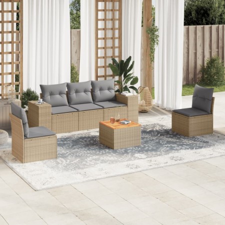 Juego de sofás jardín con cojines 6 pzas ratán sintético beige de , Conjuntos de jardín - Ref: Foro24-3225387, Precio: 362,67...