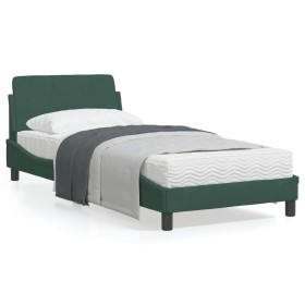 Estructura cama con cabecero terciopelo verde oscuro 90x200 cm de , Camas y somieres - Ref: Foro24-373115, Precio: 103,79 €, ...