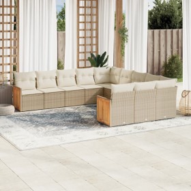 Set de sofás de jardín 11pzas con cojines ratán sintético beige de , Conjuntos de jardín - Ref: Foro24-3260511, Precio: 748,5...