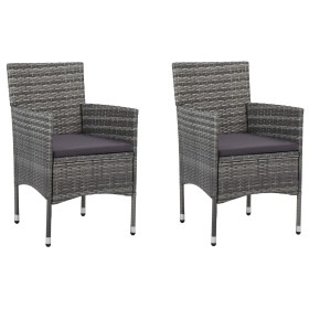 Sillas de comedor para jardín 2 unidades ratán sintético gris de vidaXL, Sillas de jardín - Ref: Foro24-46180, Precio: 123,12...
