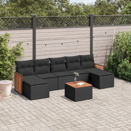 Set de sofás de jardín 8 piezas y cojines ratán sintético negro de , Conjuntos de jardín - Ref: Foro24-3260319, Precio: 440,3...