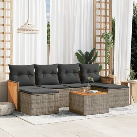 Set de sofás de jardín 7 piezas con cojines ratán PE gris de , Conjuntos de jardín - Ref: Foro24-3260310, Precio: 402,58 €, D...