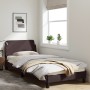 Estructura de cama con cabecero de tela marrón oscuro 90x200 cm de , Camas y somieres - Ref: Foro24-373108, Precio: 112,98 €,...