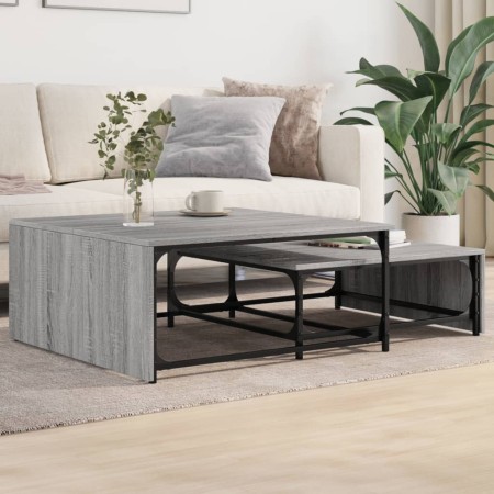 Mesas de centro apilables 2 pzas madera y metal gris Sonoma de , Mesas de centro - Ref: Foro24-845334, Precio: 80,92 €, Descu...