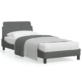 Estructura de cama con cabecero de tela gris oscuro 80x200 cm de , Camas y somieres - Ref: Foro24-373066, Precio: 114,32 €, D...