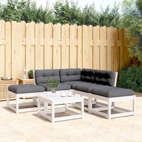 Set sofás jardín 5 pzas con cojines madera maciza pino blanco de , Conjuntos de jardín - Ref: Foro24-3216966, Precio: 491,85 ...