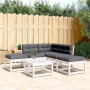 Set sofás jardín 5 pzas con cojines madera maciza pino blanco de , Conjuntos de jardín - Ref: Foro24-3216966, Precio: 491,85 ...