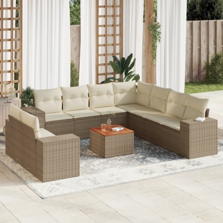 Juego de sofás jardín con cojines beige 10 pzas ratán sintético de , Conjuntos de jardín - Ref: Foro24-3225512, Precio: 707,3...