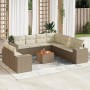 Juego de sofás jardín con cojines beige 10 pzas ratán sintético de , Conjuntos de jardín - Ref: Foro24-3225512, Precio: 707,3...