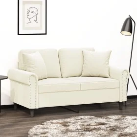 2-Sitzer-Sofa mit cremefarbenen Samtkissen, 120 cm von , Sofas - Ref: Foro24-3200943, Preis: 241,67 €, Rabatt: %
