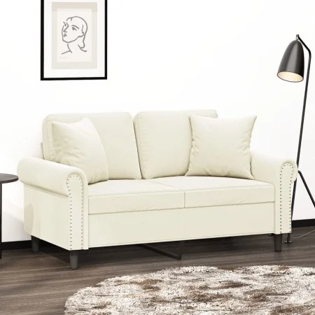 Sofá de 2 plazas con cojines terciopelo color crema 120 cm de , Sofás - Ref: Foro24-3200943, Precio: 241,67 €, Descuento: %