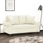 Sofá de 2 plazas con cojines terciopelo color crema 120 cm de , Sofás - Ref: Foro24-3200943, Precio: 241,67 €, Descuento: %