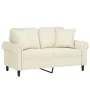 Sofá de 2 plazas con cojines terciopelo color crema 120 cm de , Sofás - Ref: Foro24-3200943, Precio: 241,67 €, Descuento: %