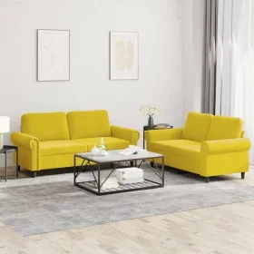 Zweiteilige Sofagarnitur aus gelbem Samt mit Kissen von , Sofas - Ref: Foro24-3202216, Preis: 430,48 €, Rabatt: %