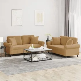 Juego de sofás con cojines 2 piezas terciopelo marrón de , Sofás - Ref: Foro24-3202237, Precio: 482,94 €, Descuento: %