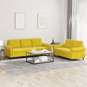 Juego de sofás con cojines 2 piezas terciopelo amarillo de , Sofás - Ref: Foro24-3202256, Precio: 492,60 €, Descuento: %