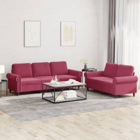 Juego de sofás con cojines 2 piezas terciopelo rojo tinto de , Sofás - Ref: Foro24-3202254, Precio: 563,40 €, Descuento: %