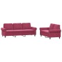 Juego de sofás con cojines 2 piezas terciopelo rojo tinto de , Sofás - Ref: Foro24-3202254, Precio: 563,40 €, Descuento: %