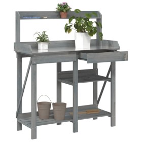 Banco para macetas con estantes madera maciza de abeto gris de , Soportes para macetas - Ref: Foro24-368433, Precio: 135,60 €...
