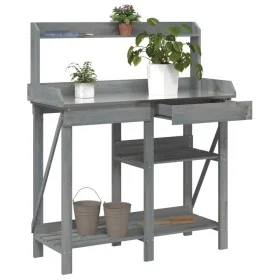 Potting Bench with Shelves Solid Gray Fir Wood by , Pot stands - Ref: Foro24-368433, Price: 145,12 €, Discount: %