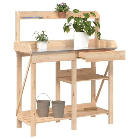 Banco para macetas con estantes de madera maciza de abeto de , Soportes para macetas - Ref: Foro24-368431, Precio: 96,36 €, D...