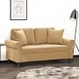 Sofá de 2 plazas con cojines terciopelo marrón 120 cm de , Sofás - Ref: Foro24-3200942, Precio: 236,08 €, Descuento: %