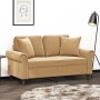 Sofá de 2 plazas con cojines terciopelo marrón 120 cm de , Sofás - Ref: Foro24-3200942, Precio: 239,97 €, Descuento: %