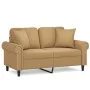 Sofá de 2 plazas con cojines terciopelo marrón 120 cm de , Sofás - Ref: Foro24-3200942, Precio: 236,08 €, Descuento: %