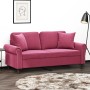 Sofá de 2 plazas con cojines terciopelo rojo tinto 140 cm de , Sofás - Ref: Foro24-3200949, Precio: 291,56 €, Descuento: %