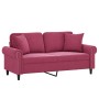 Sofá de 2 plazas con cojines terciopelo rojo tinto 140 cm de , Sofás - Ref: Foro24-3200949, Precio: 291,56 €, Descuento: %