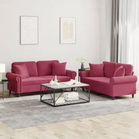 Juego de sofás con cojines 2 piezas terciopelo rojo tinto de , Sofás - Ref: Foro24-3202234, Precio: 558,85 €, Descuento: %
