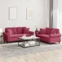 Juego de sofás con cojines 2 piezas terciopelo rojo tinto de , Sofás - Ref: Foro24-3202234, Precio: 558,85 €, Descuento: %