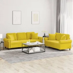 Juego de sofás con cojines 2 piezas terciopelo amarillo de , Sofás - Ref: Foro24-3202276, Precio: 508,21 €, Descuento: %