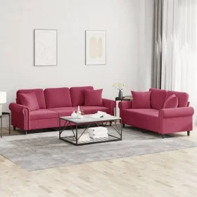 Sofagarnitur mit Kissen 2-teilig aus rotem Samt von , Sofas - Ref: Foro24-3202274, Preis: 579,31 €, Rabatt: %