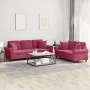 Juego de sofás con cojines 2 piezas terciopelo rojo tinto de , Sofás - Ref: Foro24-3202274, Precio: 579,31 €, Descuento: %