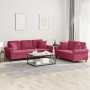 Juego de sofás con cojines 2 piezas terciopelo rojo tinto de , Sofás - Ref: Foro24-3202274, Precio: 589,00 €, Descuento: %