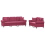 Juego de sofás con cojines 2 piezas terciopelo rojo tinto de , Sofás - Ref: Foro24-3202274, Precio: 589,00 €, Descuento: %