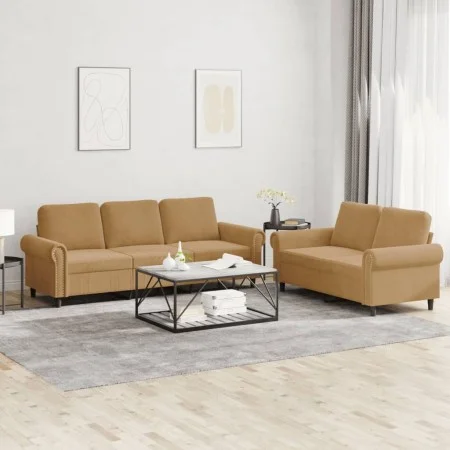 Juego de sofás con cojines 2 piezas terciopelo marrón de , Sofás - Ref: Foro24-3202257, Precio: 540,94 €, Descuento: %