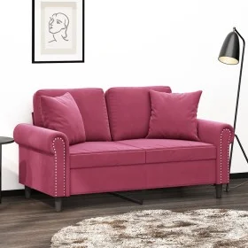 Sofá de 2 plazas con cojines terciopelo rojo tinto 120 cm de , Sofás - Ref: Foro24-3200939, Precio: 276,11 €, Descuento: %