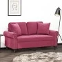 Sofá de 2 plazas con cojines terciopelo rojo tinto 120 cm de , Sofás - Ref: Foro24-3200939, Precio: 276,11 €, Descuento: %