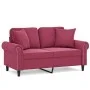 Sofá de 2 plazas con cojines terciopelo rojo tinto 120 cm de , Sofás - Ref: Foro24-3200939, Precio: 276,11 €, Descuento: %
